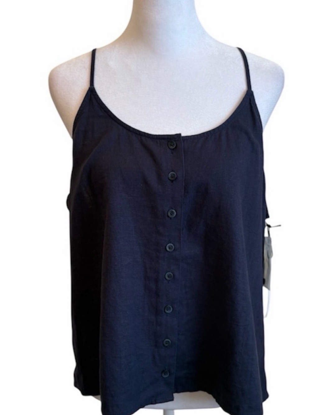 Treasure & Bond Navy Blue Button-Front Spaghetti-Strap Cami